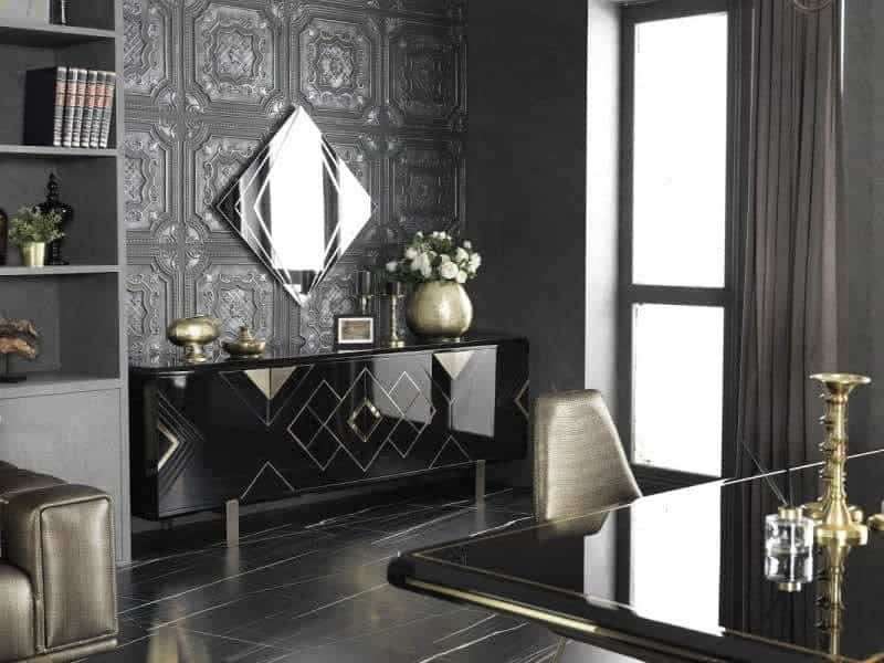 LuxeLife Yemek Masası Versace Siyah Yemek Masası