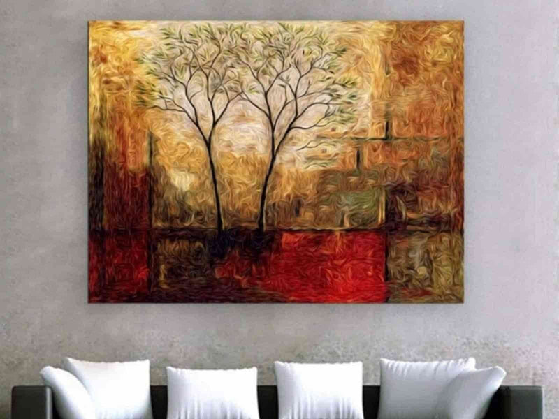 Yeni Stil Sanat Kanvas Tablo 50x50 cm Asb Tract Tree - Yağlı Boya Efektli Kanvas Tablo