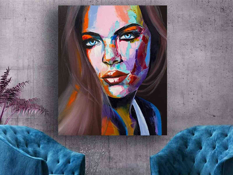 Yeni Stil Sanat Kanvas Tablo 50x70cm Renkli Güzellik - Yağlı Boya Efektli Kanvas Tablo