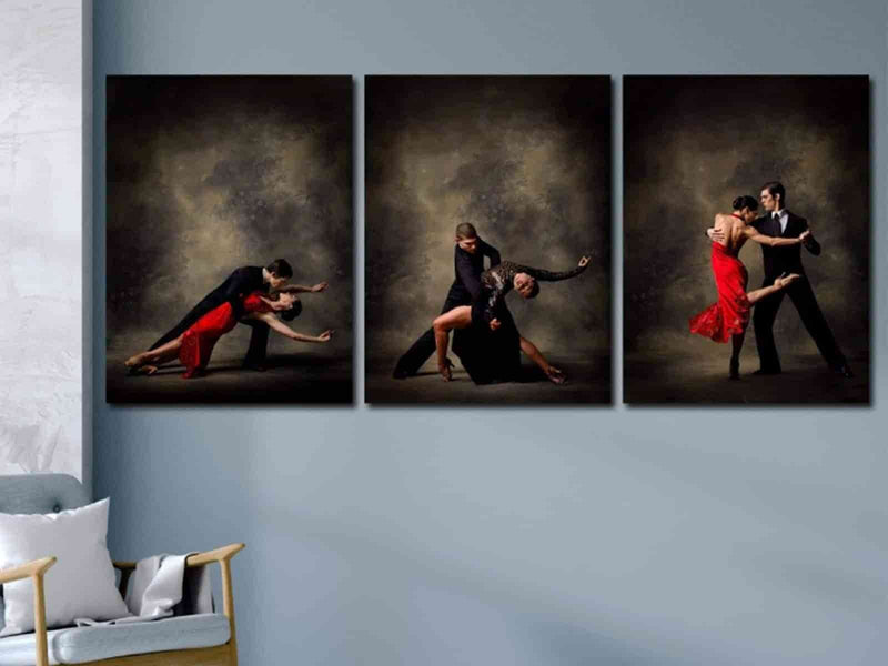 Yeni Stil Sanat Kanvas Tablo 50x70cm Tango Yağlı Boya Efektli Kanvas Tablo 3´Lü Set