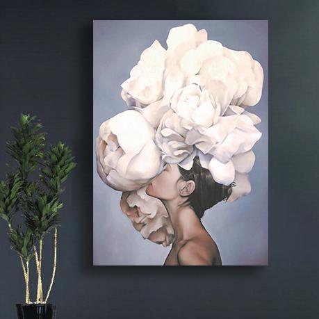 Yeni Stil Sanat Sim İşlemeli Tablolar 50x70 cm Flower Head 2 - Simli Kanvas Tablo Sim İşlemeli Kanvas Tablo